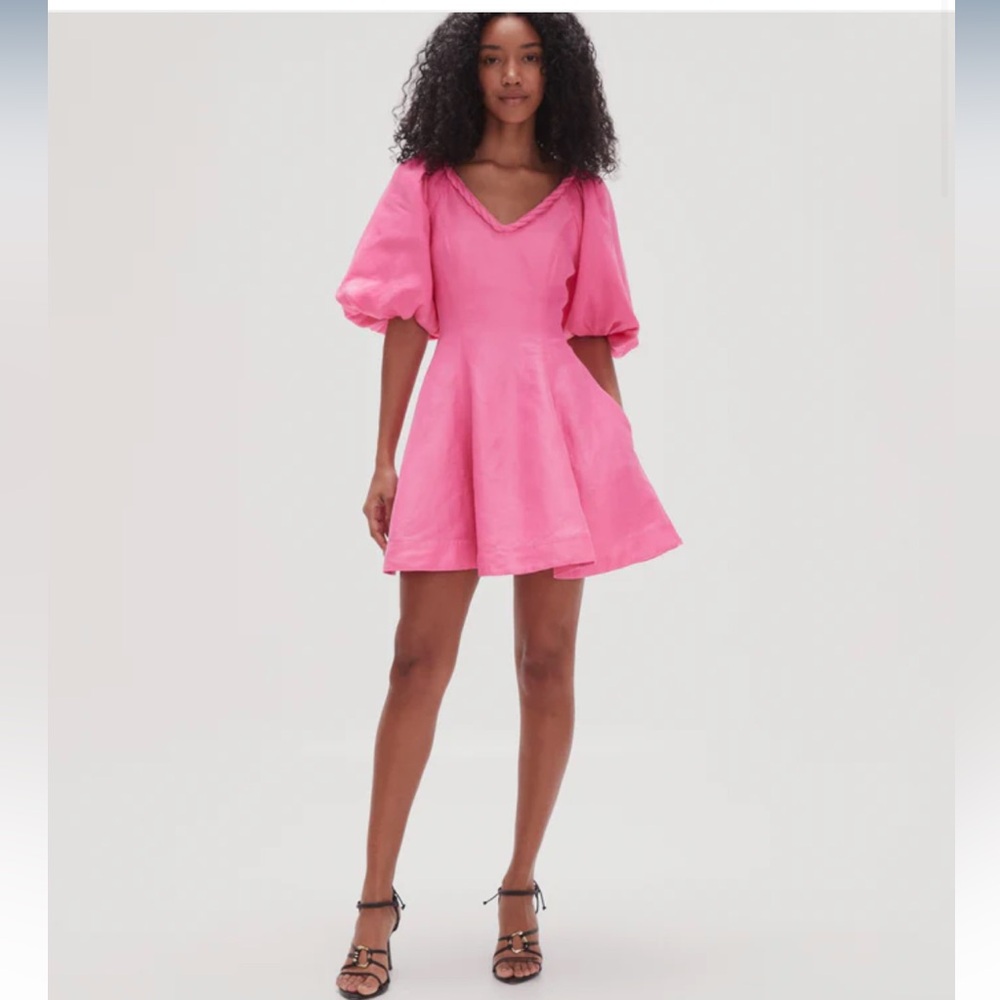 Aje Whimsical V-neck pink Barbie mini dress